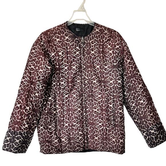 Zara Basic S‎ Women Black REVERSIBLE Animal Print Puffer Jacket - Picture 1 of 6